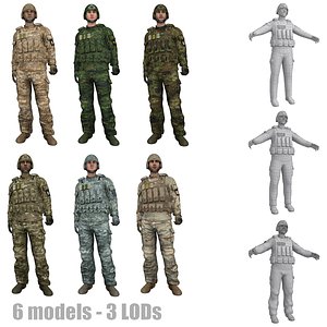 3d pack rigged soldier s model