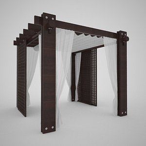 wooden gazebo wenge color 3D