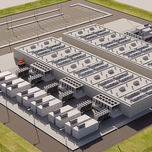 3D Data Center Area with Server