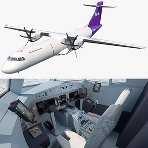 FedEx ATR 72-600 Cargo Aircraft Rigged for Maya 3D