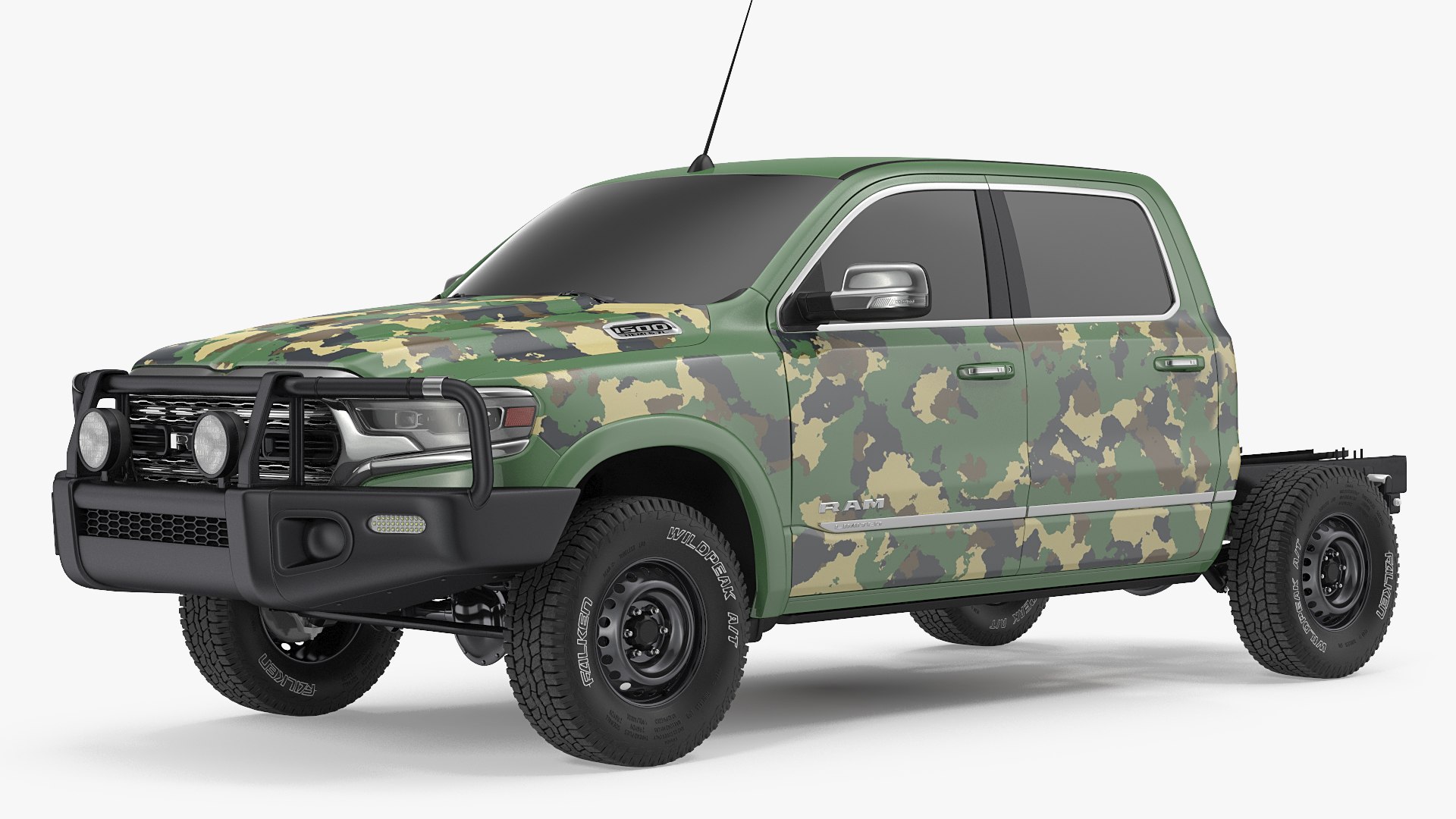 Crew Cab Dodge RAM 1500 No Bed Simple Interior 3D model preview