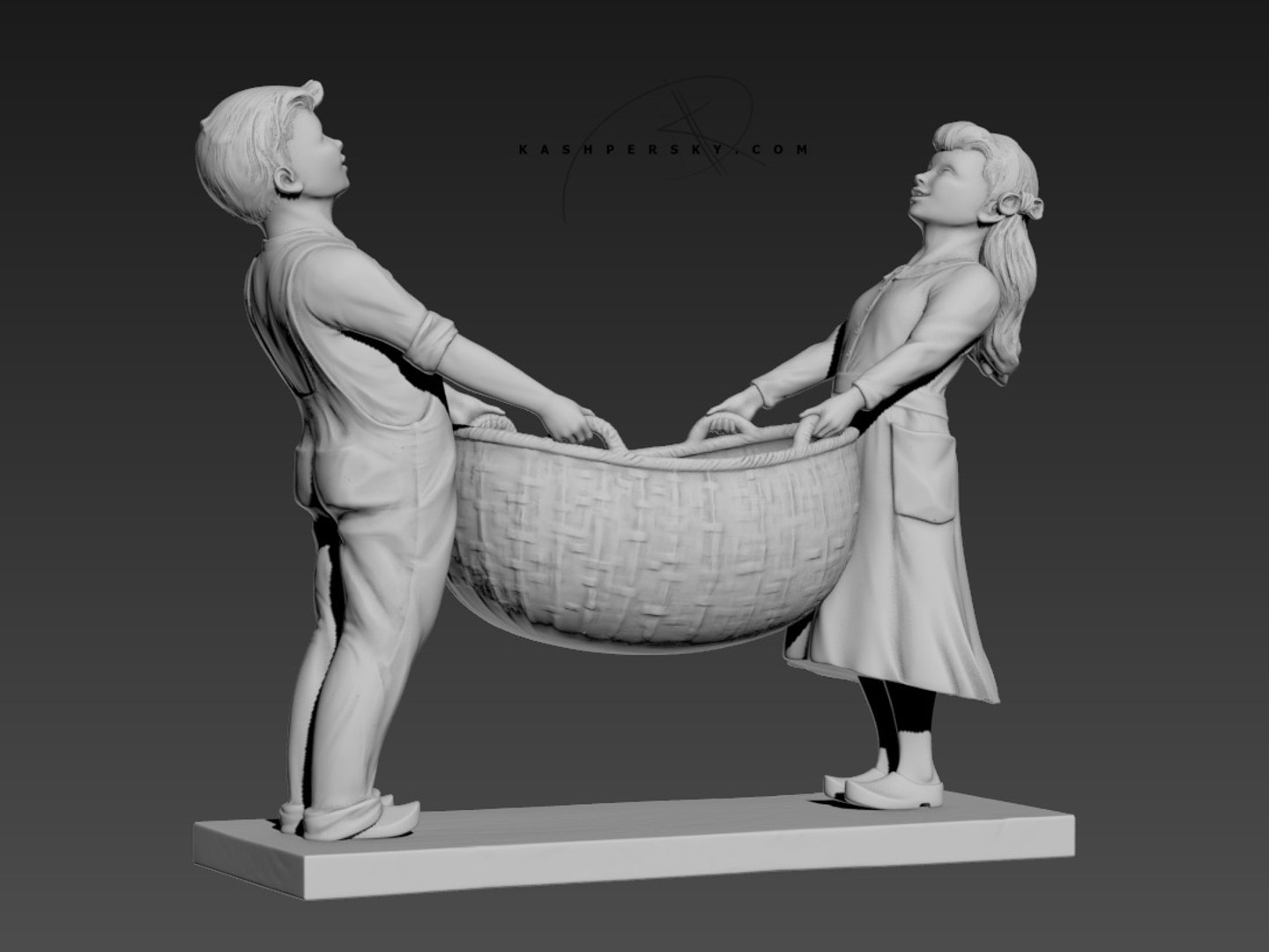 Boy Girl Sculpture 3d Model