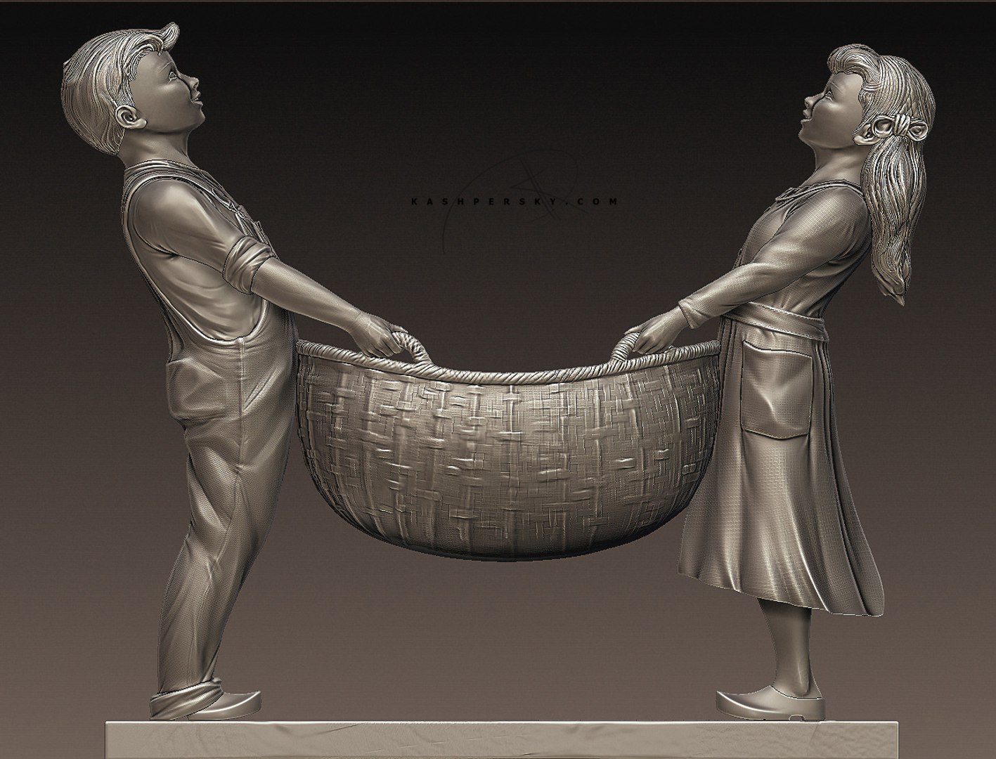 Boy Girl Sculpture 3d Model
