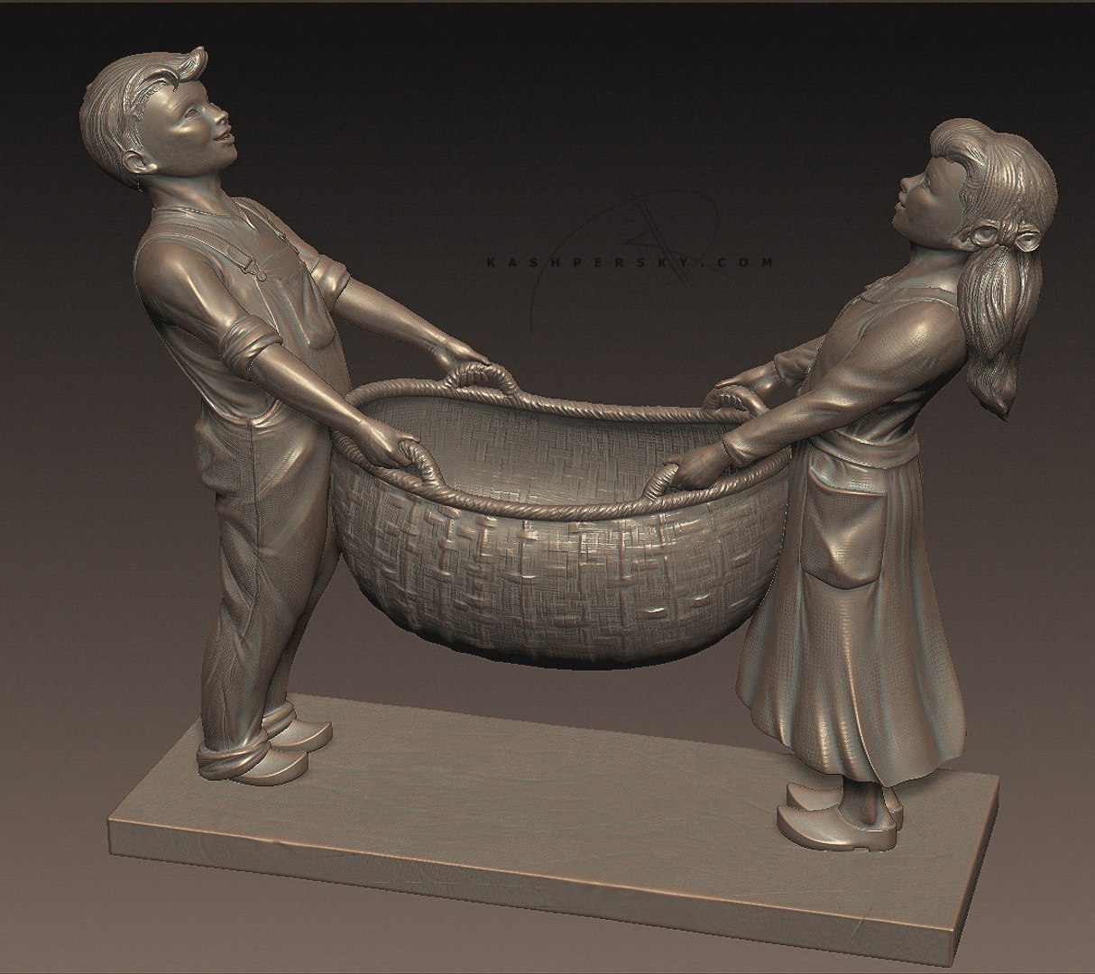 Boy Girl Sculpture 3d Model