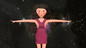 free low poly woman in dress 27