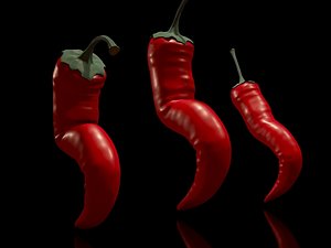 3d model rigged chilli pepper character