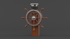 3D Captain Hat and Ship Wheel model