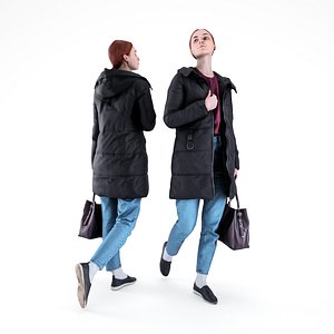 human young woman bag 3D model