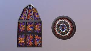 3D Low Poly Gothic Windows model