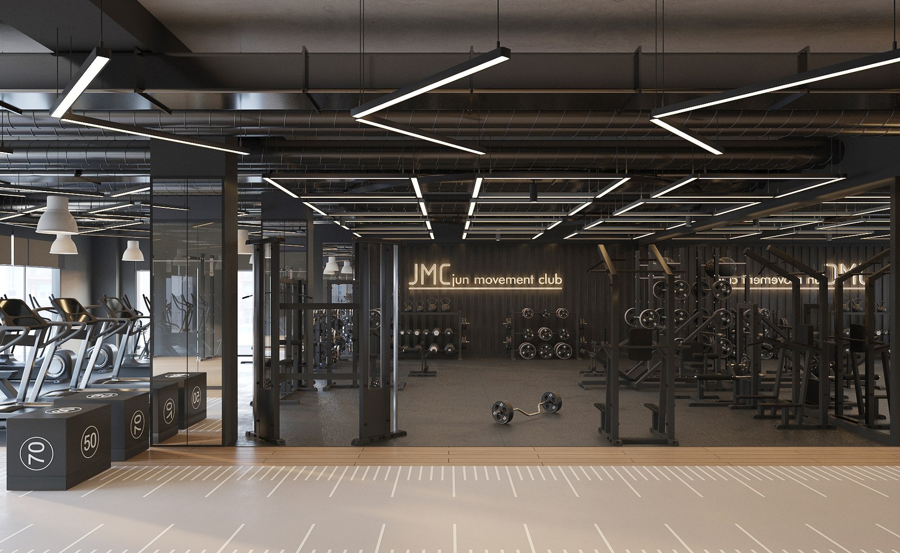 Modern Fitness Gym Interior 3D Model - TurboSquid 2364988