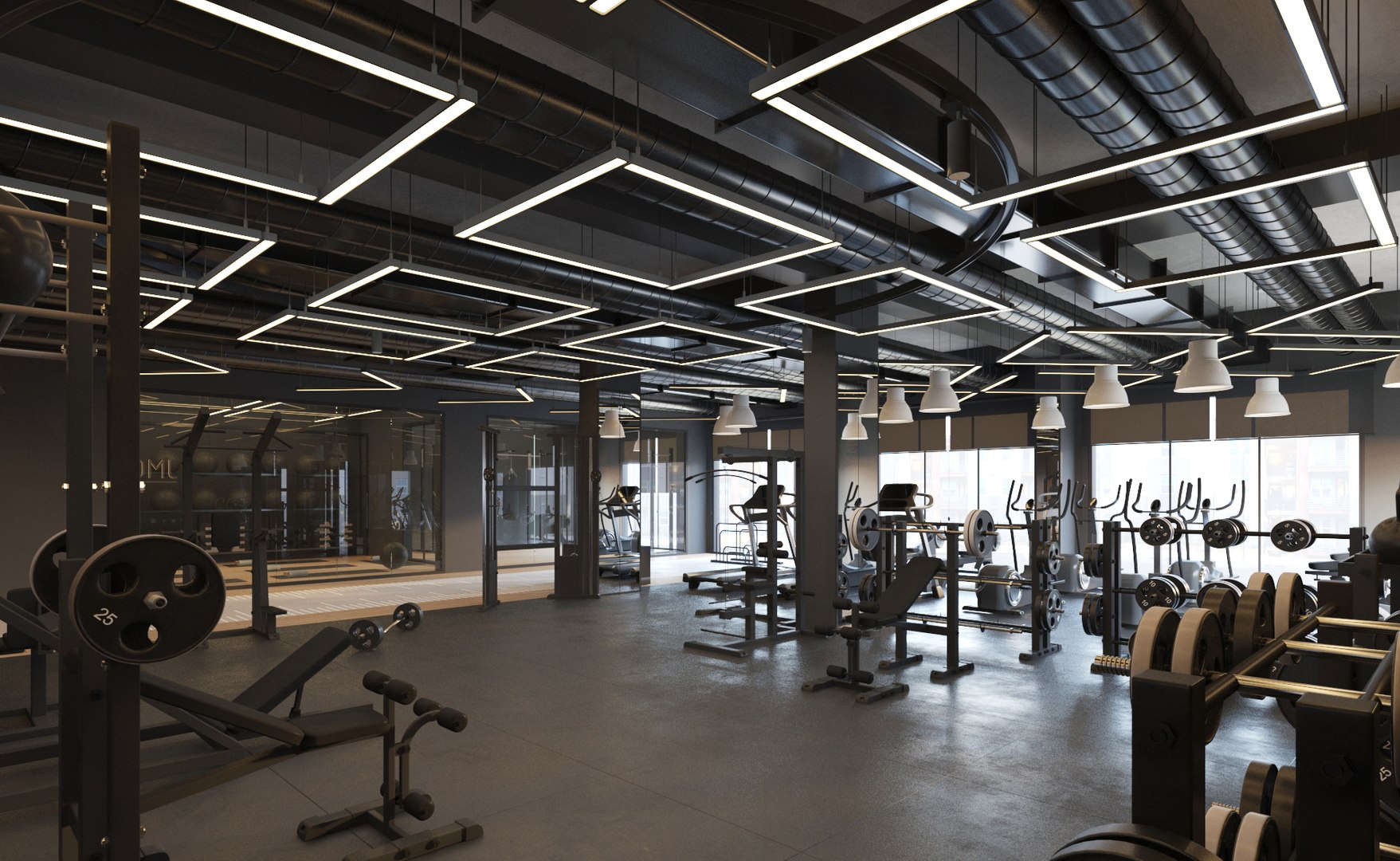Modern Fitness Gym Interior 3D Model - TurboSquid 2364988