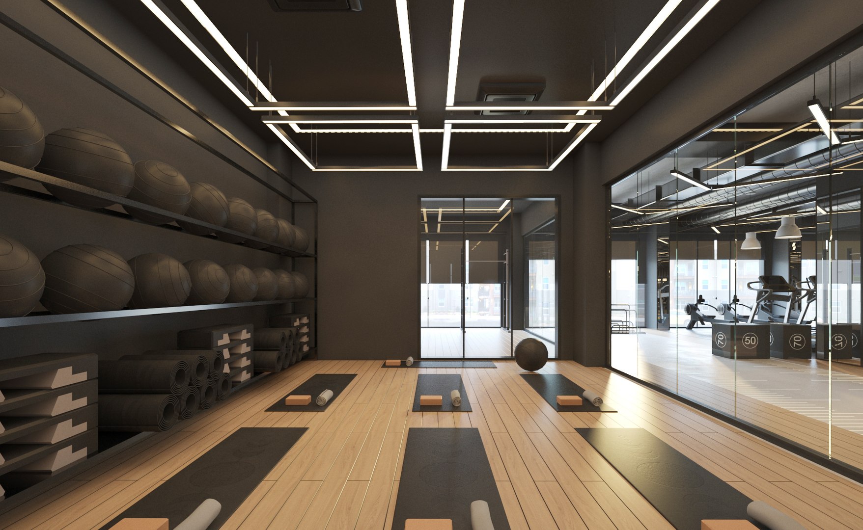 Modern Fitness Gym Interior 3D Model - TurboSquid 2364988