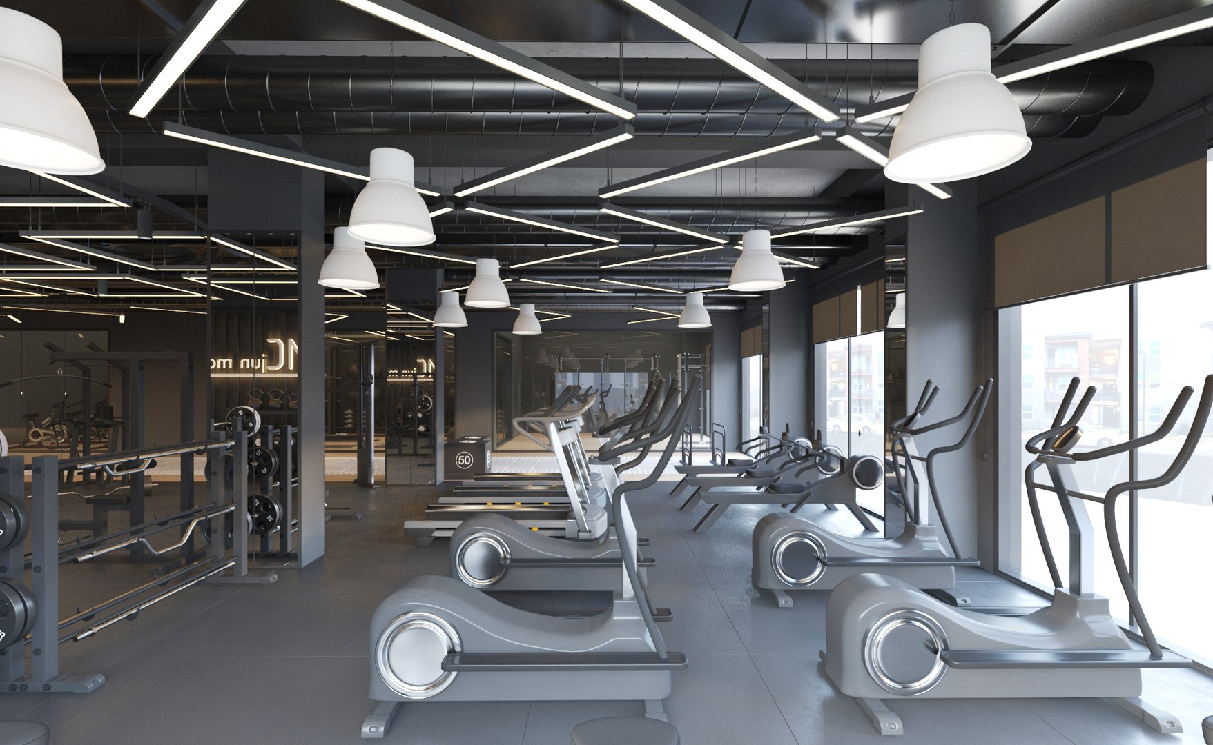 Modern Fitness Gym Interior 3D Model - TurboSquid 2364988