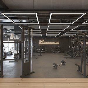 Modern Fitness Gym Interior 3D model