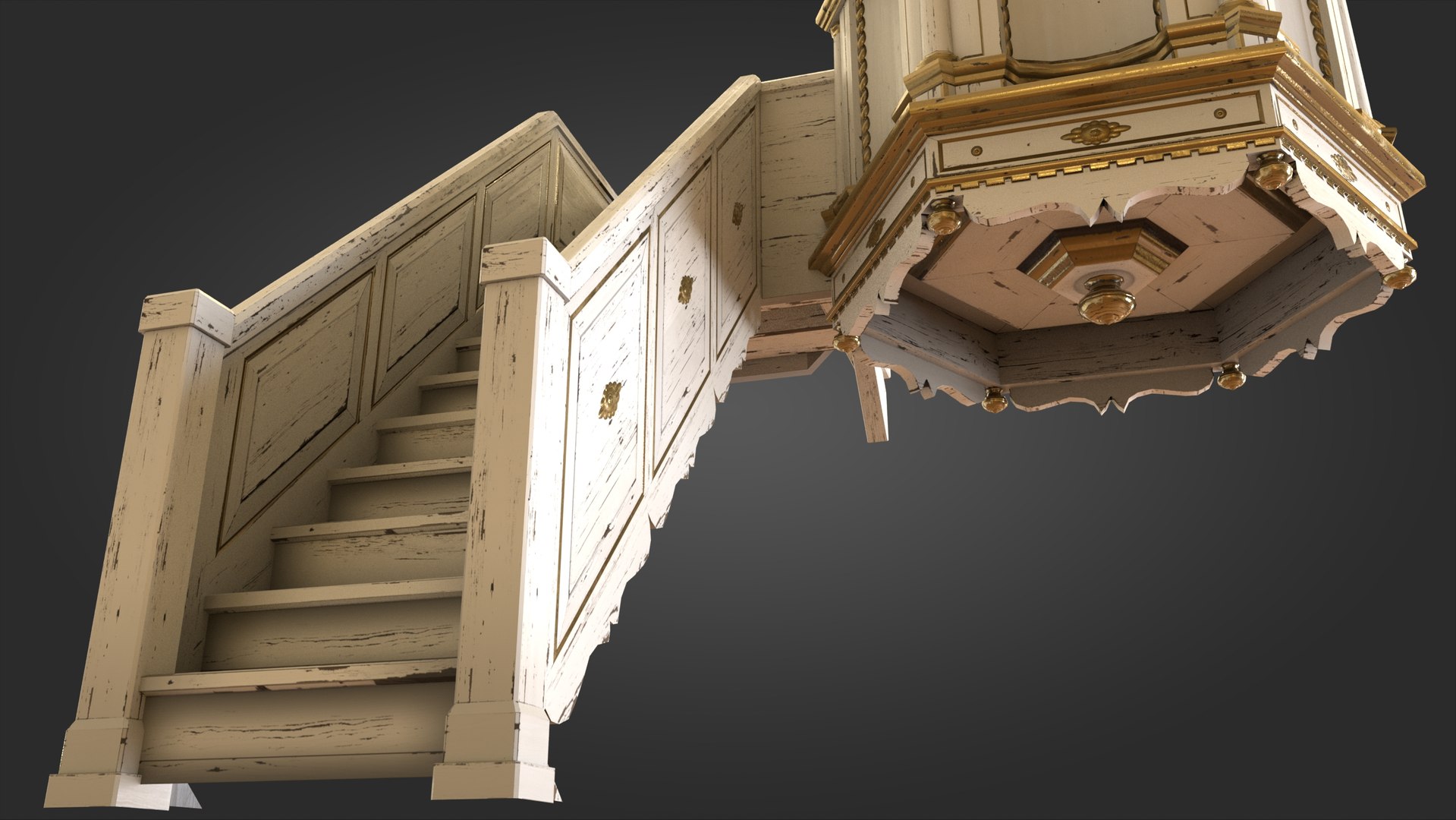 3D Model Medieval Church Pulpit White - PBR - TurboSquid 1817258
