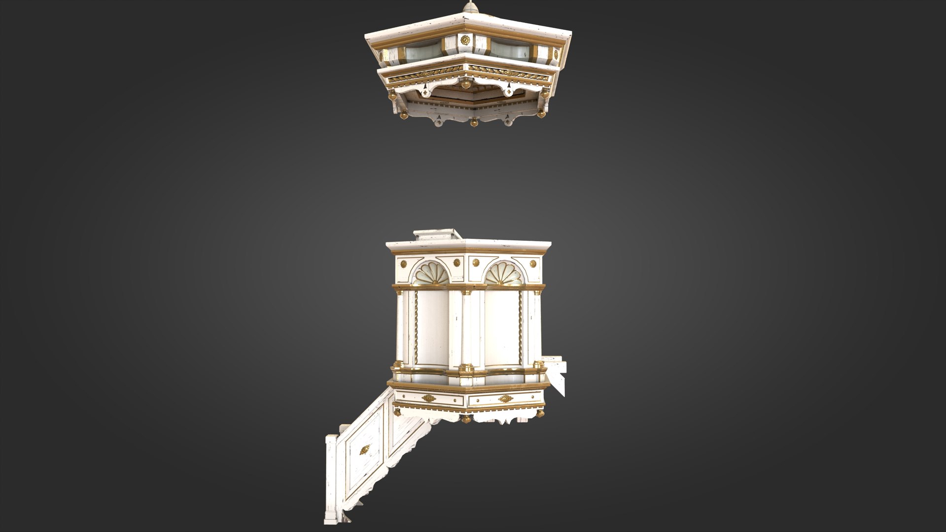 3D Model Medieval Church Pulpit White - PBR - TurboSquid 1817258