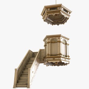 Medieval Church Pulpit White - PBR