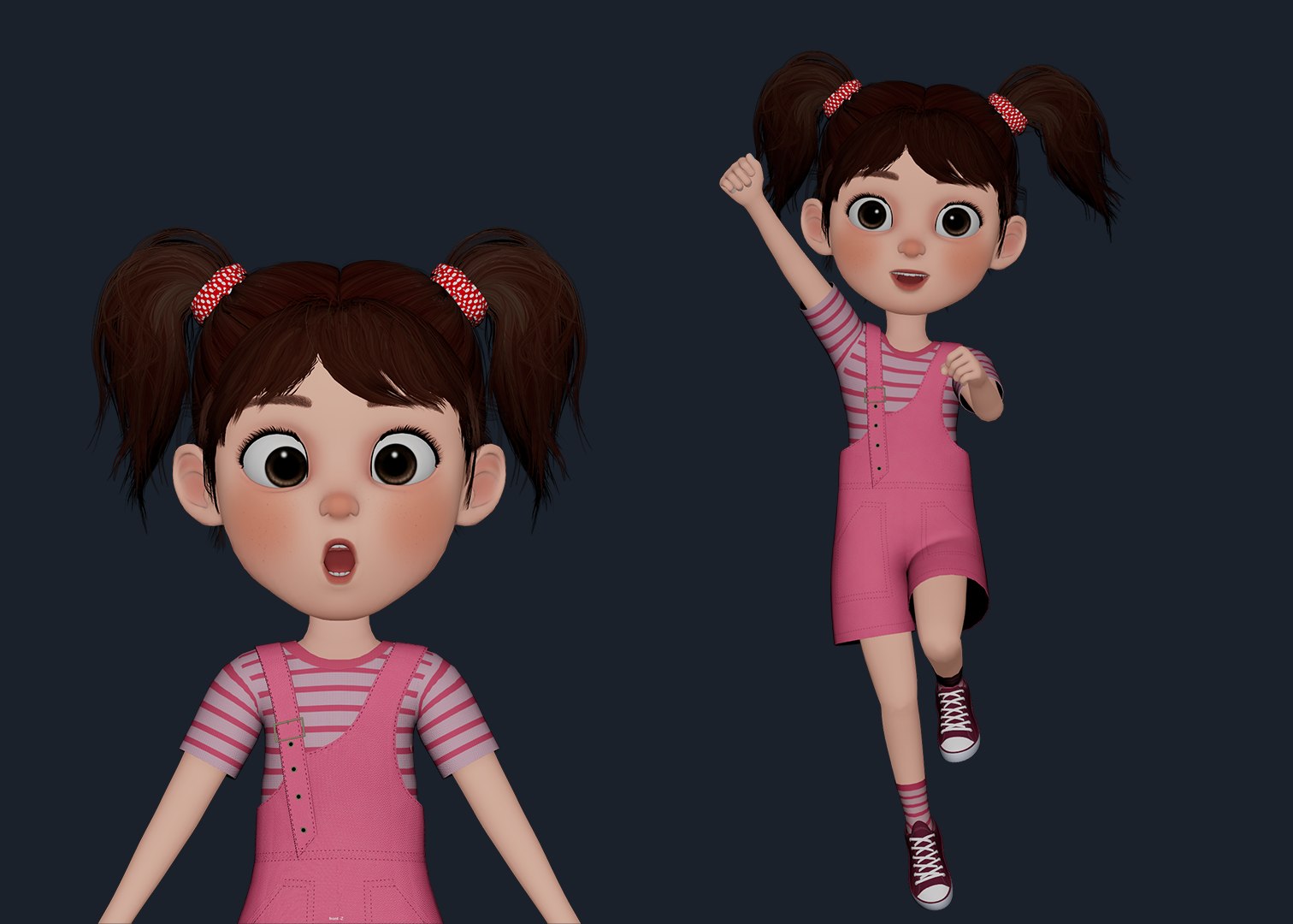 3D Model Cartoon Girl Rigged - TurboSquid 2170754