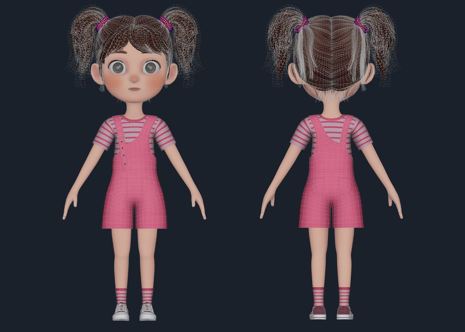 3D Model Cartoon Girl Rigged - TurboSquid 2170754