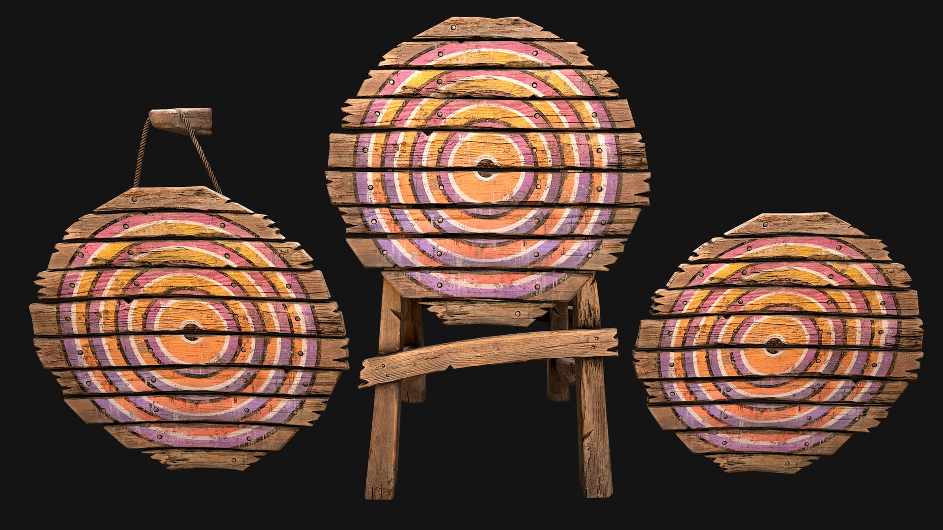 Medieval Target and Crossbow Shooting Range Set 3D model https://p.turbosquid.com/ts-thumb/RO/4aIrTH/IF/woodentargetall7/png/1762691157/1920x1080/fit_q87/1629cb3ed1fb320bae98e2c3b894b7b8a9c2e0df/woodentargetall7.jpg