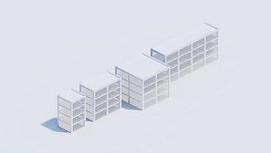 4types Simple building  S size 3D model
