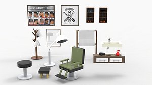 3D Barbershop Collection - lowpoly