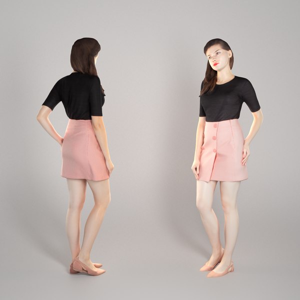 3D young woman casual style