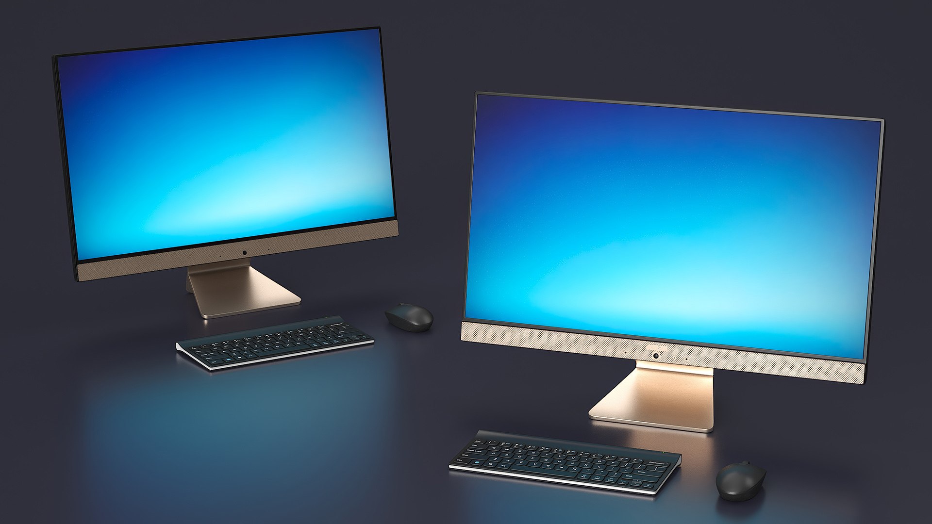 All-in-One Desktop Computer With Keyboard And Mouse 3D Model ...