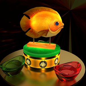 3D model chinese gold ingot fish