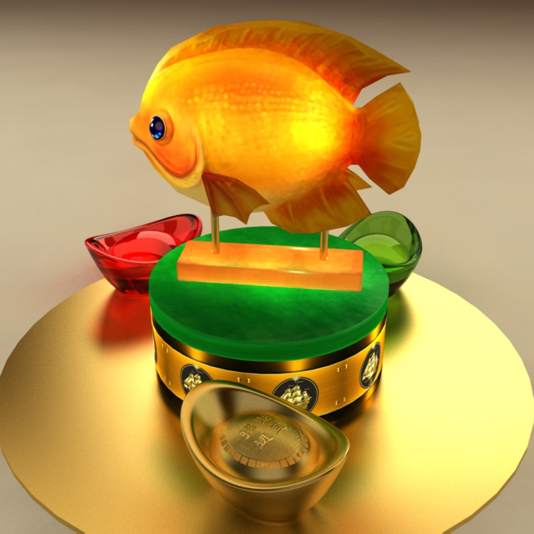 3D Model Chinese Gold Ingot Fish - TurboSquid 1304906