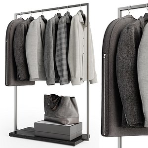 3D Rack with clothes 01