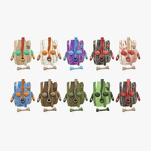 3D model 10 Tribal Masks E Collection - Costume Character Design