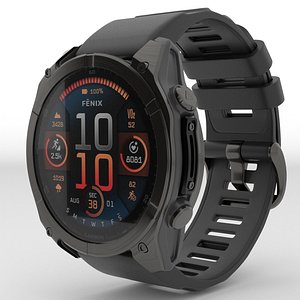 Garmin Fenix 8 AMOLED Sapphire Carbon Gray Black-Grey  Silicone Strap 3D model