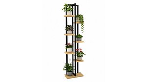 Loft Style Metal Bookshelf with Oak Wood Shelves model