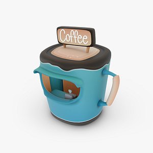 3D Coffee Shop  Market Stall Kiosk