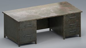 Old Dirty Office Table PBR 3D model