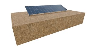 Lowpoly Ground Mounted Solar Panels-14 Rows of PV Modules 3D model