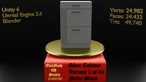 Shoe Cabinet - Variant 1 of 33 - Black - Matte 3D