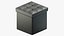 3D black leather storage pouf