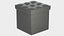3D black leather storage pouf