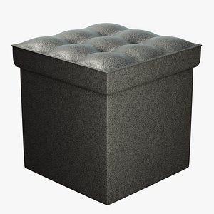Leather Storage Pouf