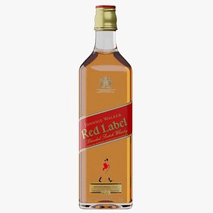 3D realistic red label whisky bottle model