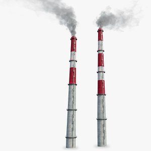 Industrial chimneys with smoke animation