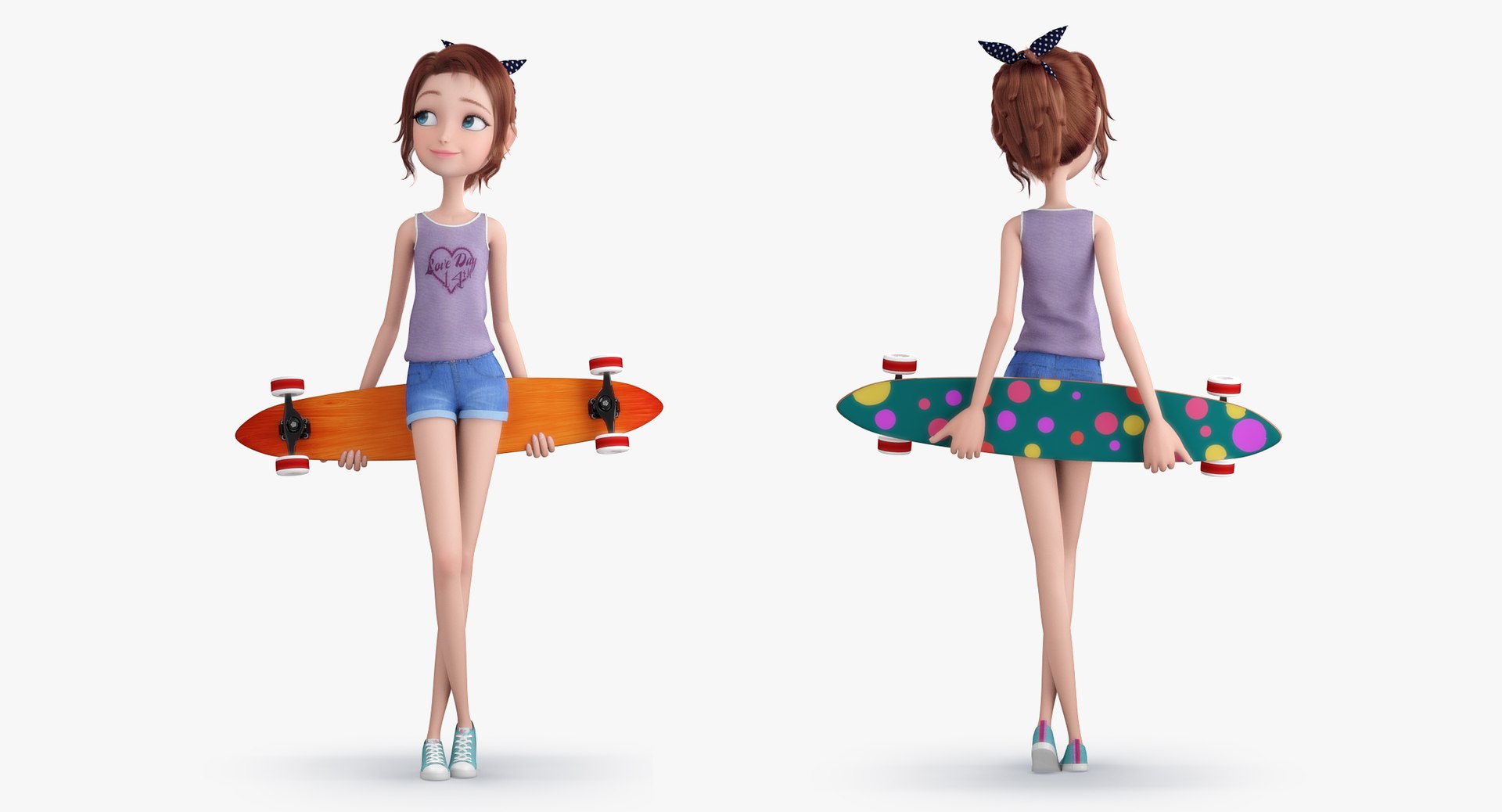 Cartoon Girl Rigged 3d Model Turbosquid 1214028