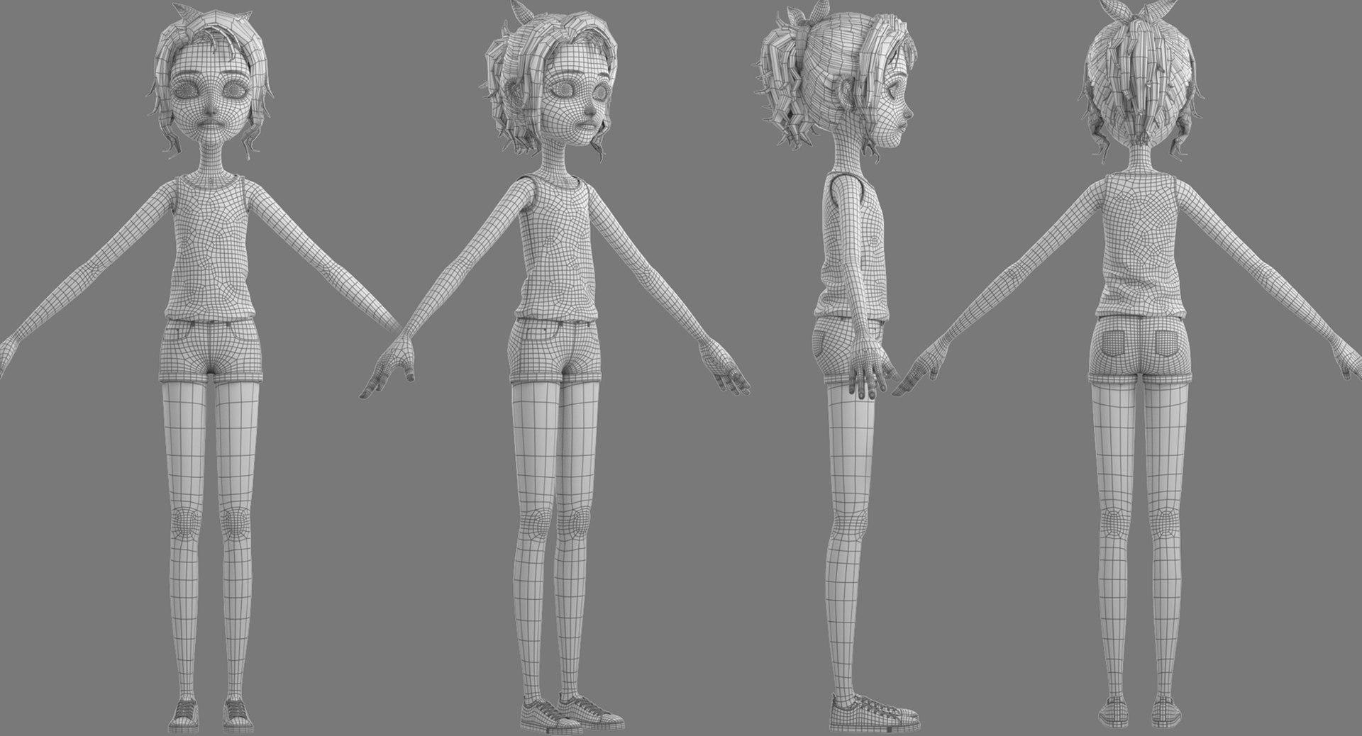 Cartoon Girl Rigged 3d Model Turbosquid 1214028