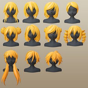 3D model hair character girl