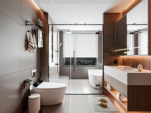 3D model Modern Light Luxury Bathroom Interior 3D Model