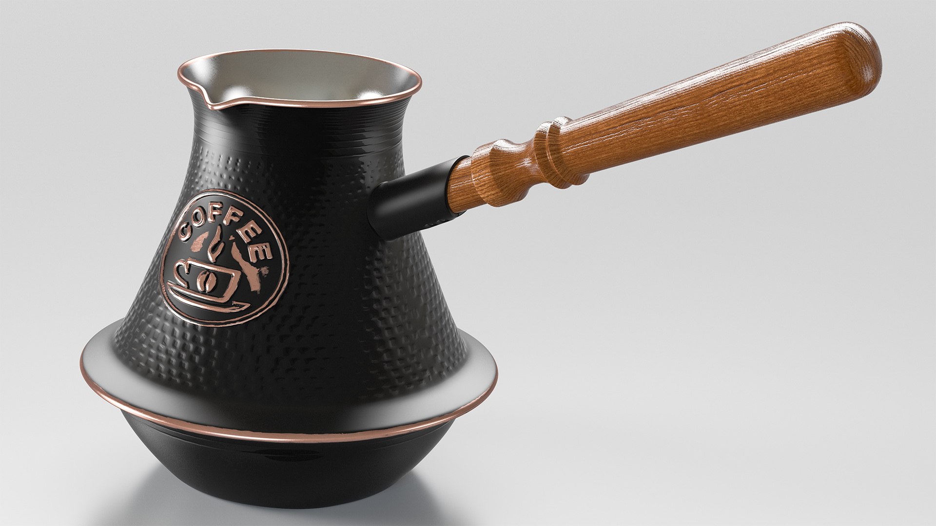 Black Turkish Coffee Pot 3D model preview