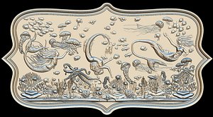 3D aquatic mermaid theme panno