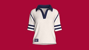 Girls Retro Textured Knit Johnny Collar Polo-Shirt model